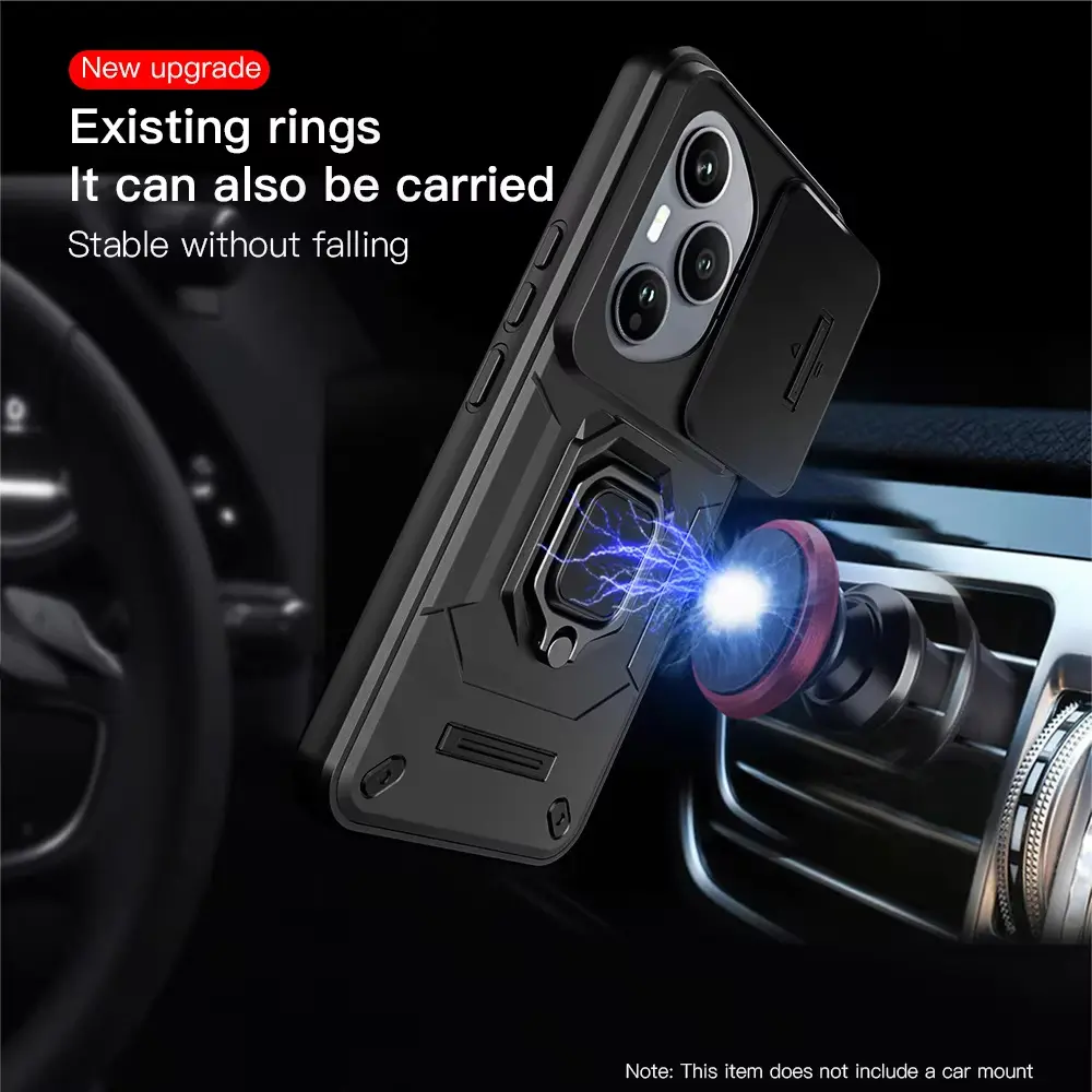 Case For Honor 400 Pro 200 Lite For Huawei Pura 70 Ultra X9C Slide Camera Ring Stand Armor Anti-fall Protection Kickstand Cover