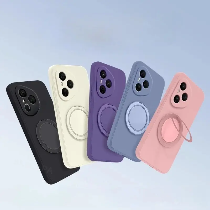 Original Liquid Silicone Ring Stand Phone Case For Honor 400 Pro 400 Lite 200 Pro Lite 5G TPU Shockproof Protect Soft Back Cover