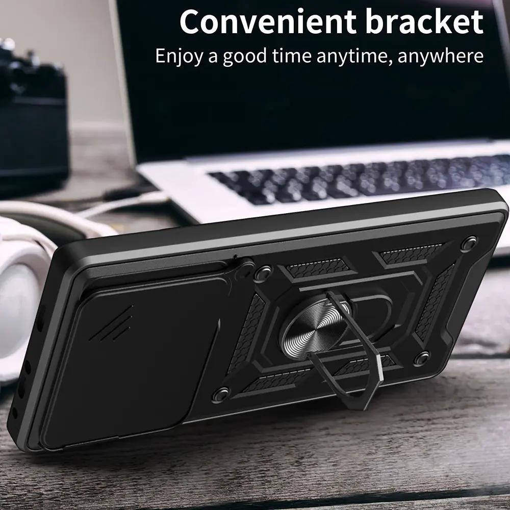 Funda for Honor 400 Lite 5G / Honor 400 Pro Global Case Slide Camera Ring Stand Holder Shockproof Cover for Honor 400 Lite Capa