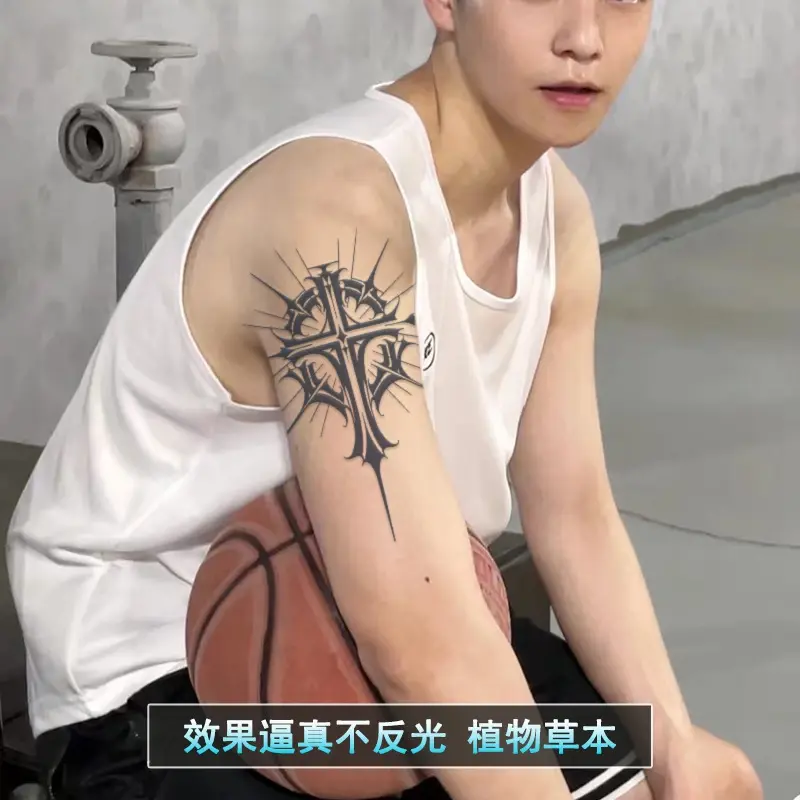 Geometric Fox Half-Arm Herbal Juice Tattoos Sticker Totem Waterproof Lasting Semi-permanent Fake Tattoos Cool Men Women Tatouage