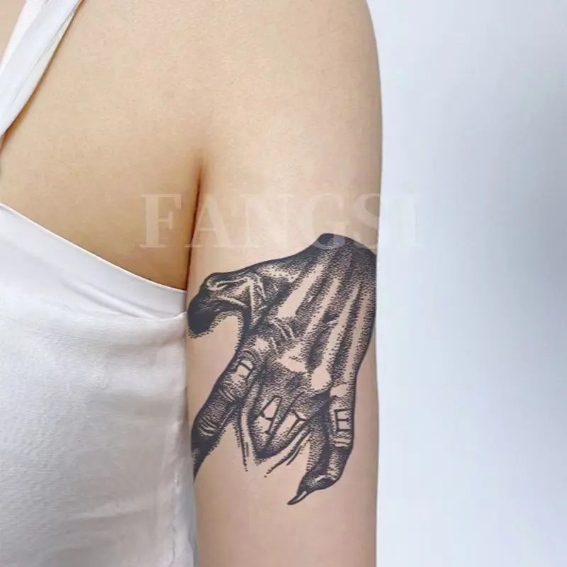 Dark Demon Hand Herbal Juice Tattoo Stickers Arm Waterproof Temporary Cool Fake Tattoo Lasting Semi-permanent Men Women Tatuajes