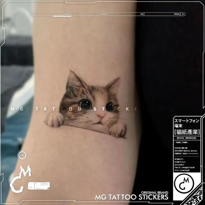 Cute Cat Pet Waterproof Temporary Tattoo Stickers Female Color Anime Children Arm Wrist Art Fake Tattoo Small Tatuagem Adesiva