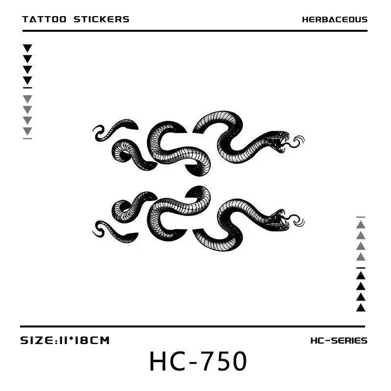 Two Snakes Surround Herb Juice Tattoo Stickers Waterproof Semi-permanent Arm Men Women Temporary Fake Tattoos Lasting Cool Art