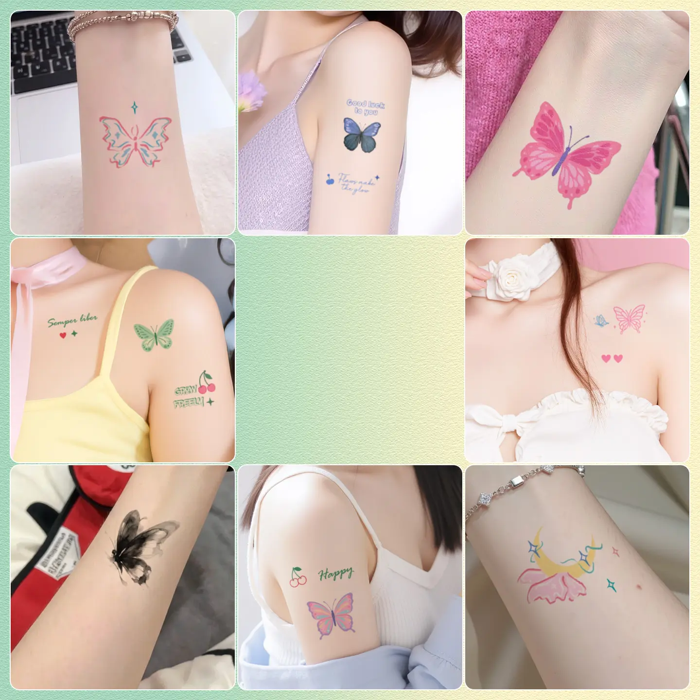 Dream Butterfly Color Temporary Tattoo Stickers Waterproof Long-lasting Chest Leg Art Fake Tattoo Hot Girl Women Tatouage Cool