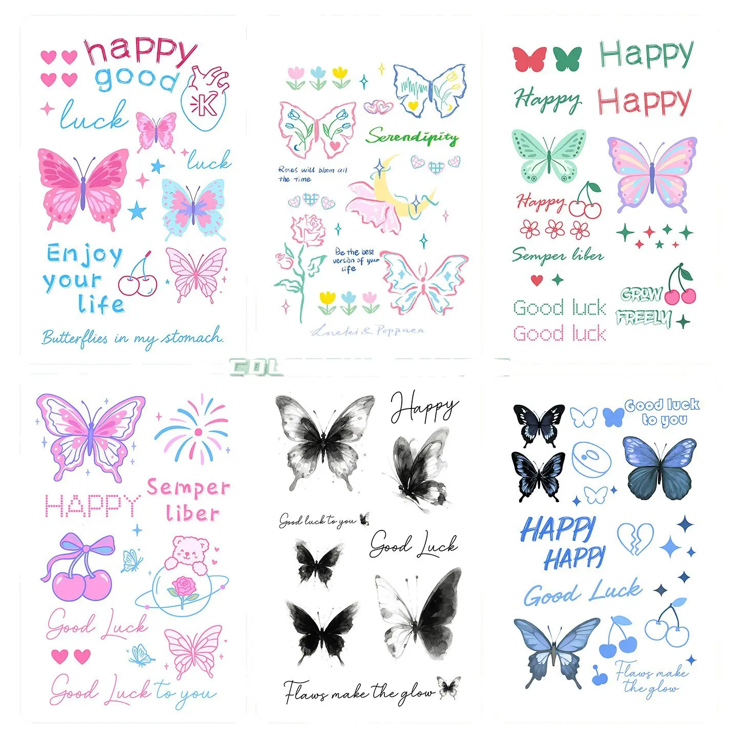 Dream Butterfly Color Temporary Tattoo Stickers Waterproof Long-lasting Chest Leg Art Fake Tattoo Hot Girl Women Tatouage Cool