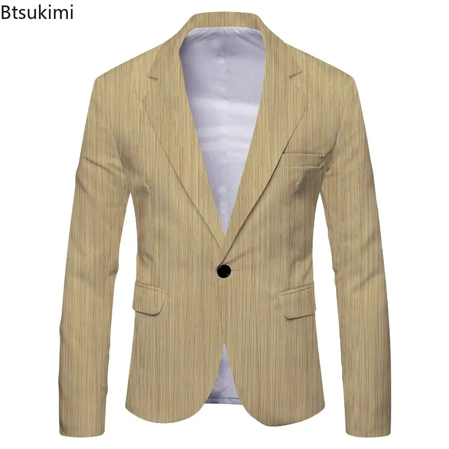 New 2025 Men's Spring Blazers Fashion British Style Slim Fit Business Casual Suit Coat Men Single-button Suit Office Formal Wear