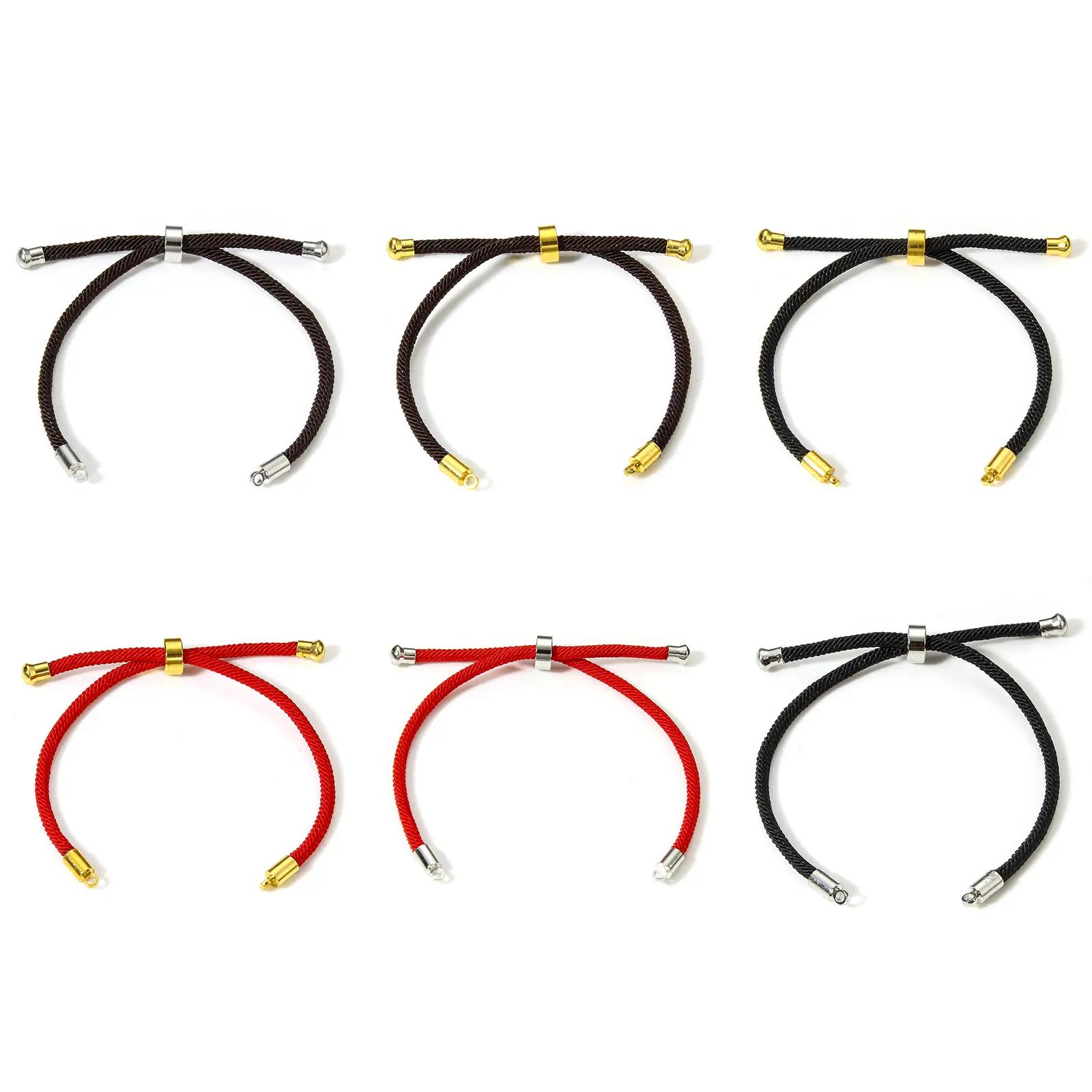 5 PCs Polyamide Semi-finished Bracelets Adjustable Slider/ Slide Bolo For DIY Handmade Jewelry Making Accessories 21.5cm long