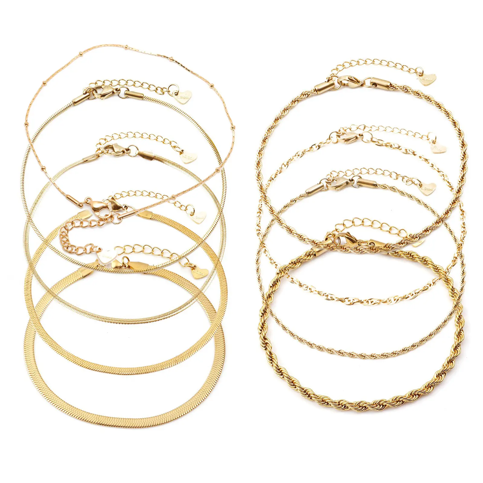 Fashion Stainless Steel Link Chain Anklet Gold Color Bracelet For Women Barefoot Beach Leg Chain Summer Jewelry Gift 23.5cm long