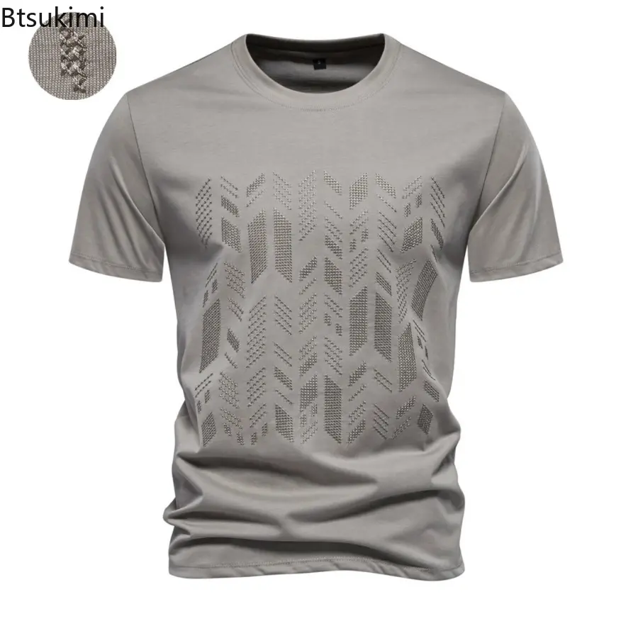 2025 New Men's Short-sleeved Casual T-shirts Fashion High-grade Embroidered O-neck Cotton Tops Male Sport Versatile Tees Summer