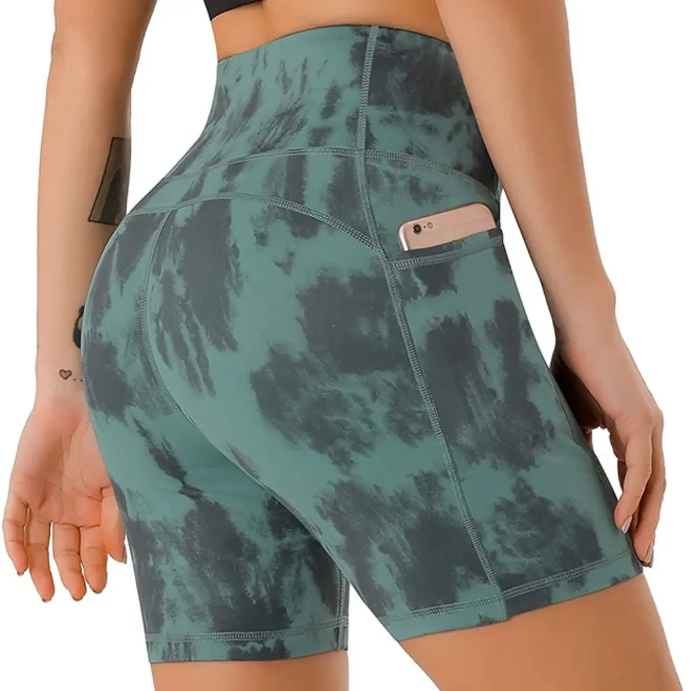2024 Sports Pants Tight Running Shorts Yoga Cycling Pants Women's Sports Five Pants High Waist High Stretch Shorts Pocket Phone