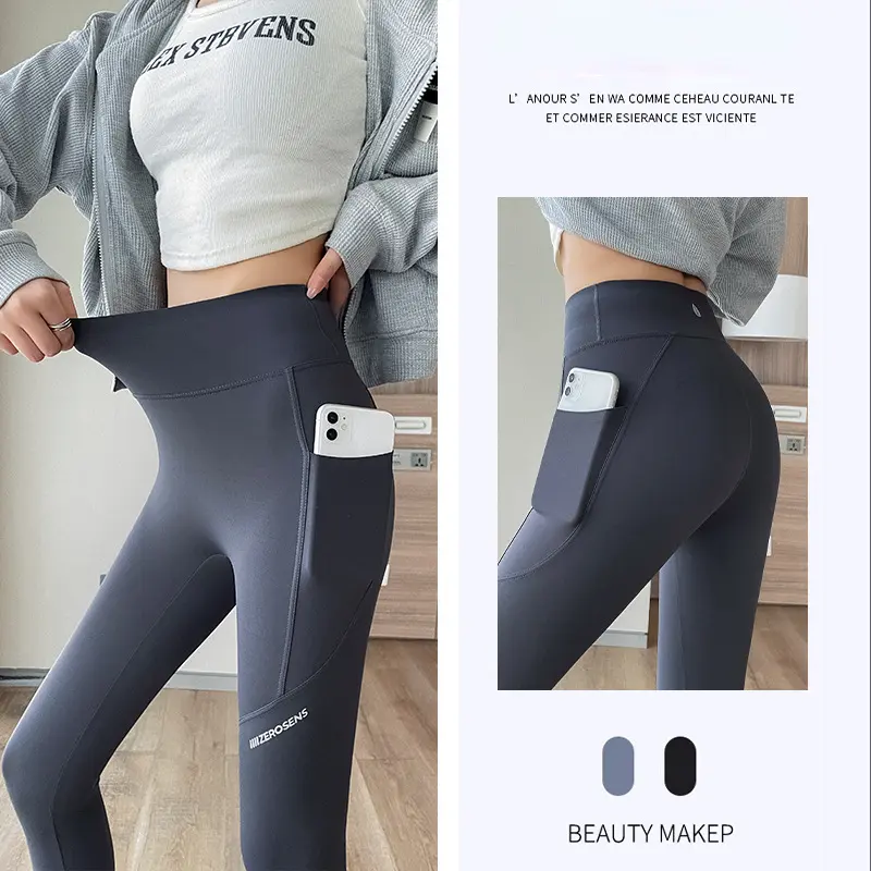 Compression Gym Leggings Autumn Women Golf Wear Autumn Winter New Pocket Shark Skin Leggings Women's Hip Lift Tight Yoga Pants