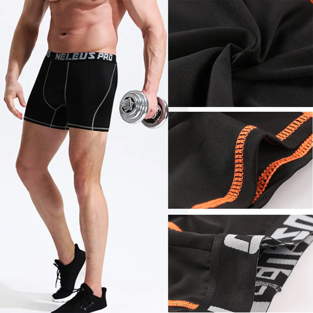 Men Sports Leggings Bodybuilding Shorts Fitness Elastic Compression Tights Quick Drying Running Training Fitness Stretch Pants