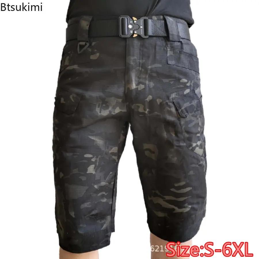 New2025 Men's Camouflage Cargo Pants Outdoor Training Wear Resistant Waterproof Sport Shorts Multil-pockets Tactical Shorts Male
