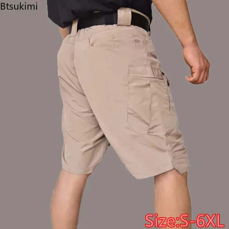 2025 Men's Outdoor Tactical Shorts Waterproof Wear Resistant Multi-pockets Camouflage Cargo Pants Summer Loose Training Shorts