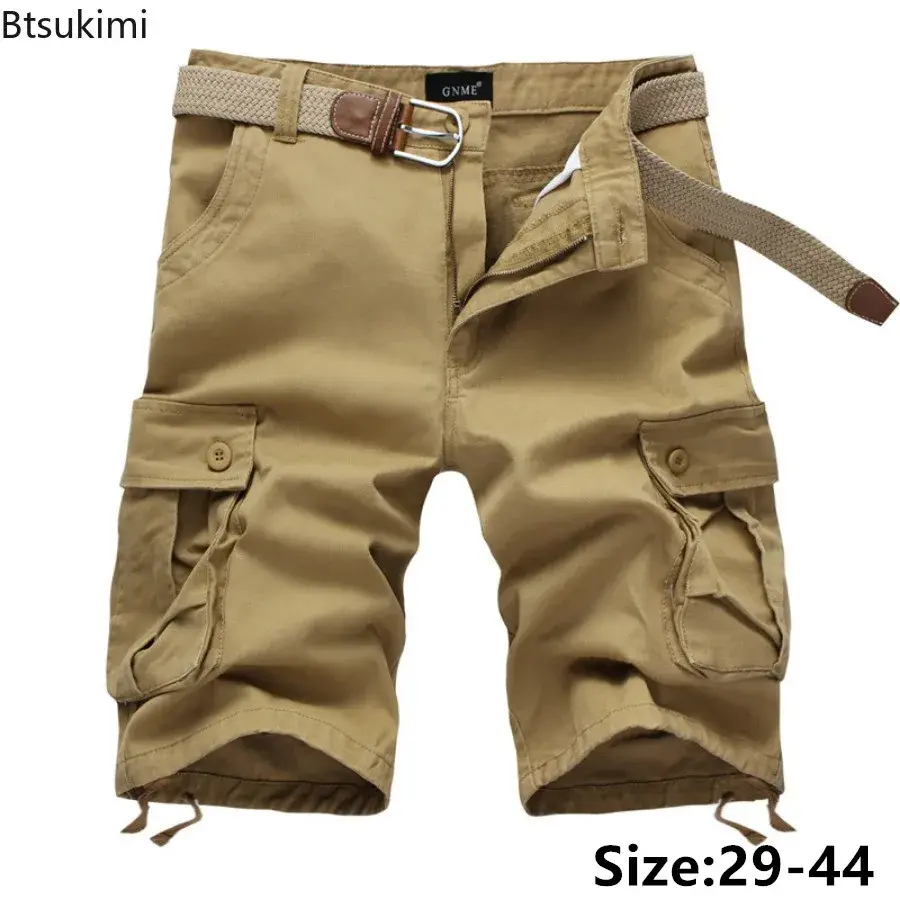 2025 Men's Military Tactical Cargo Shorts Multi-pockets Casual Loose Cotton Short Straight Pants Men Outdoor Sweatpant Oversized