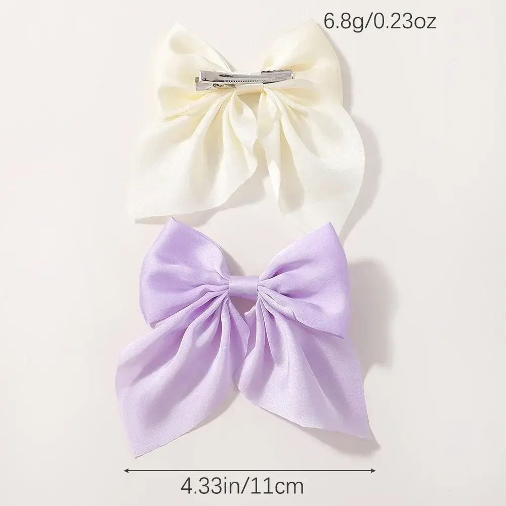 RAINBOW BOWS 4Pcs/lot Solid Bowknot Hair Clips for Girls Ribbon Hairpins Retro Red Black Butterfly Barrettes Hair Accessories