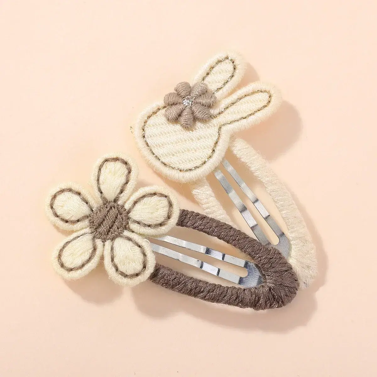 RAINBOW BOWS 4Pcs Rabbit Flower Hairclips for Girls Bunny Fabric Hairpins Bows Side Broken Bangs Hair Clips Hair Accessories