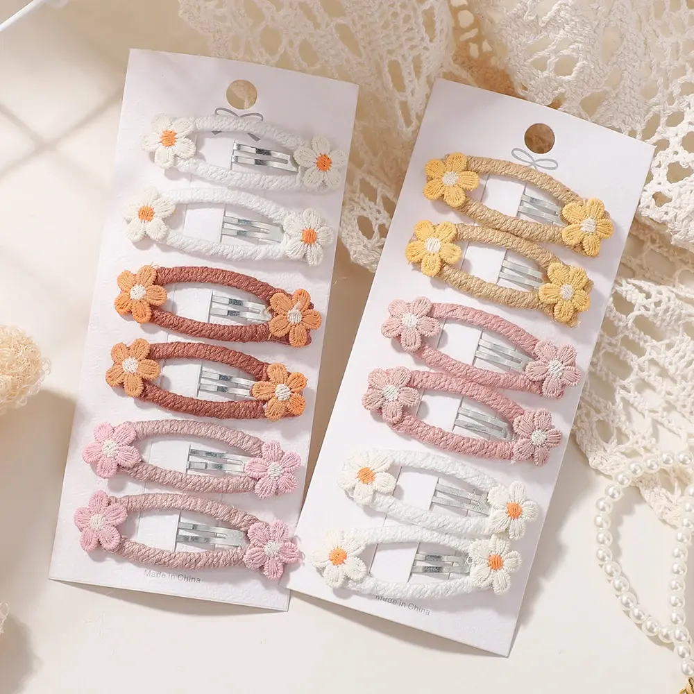 RAINBOW BOWS 6Pcs/Set Fresh Daisy Hair Clips for Kids Lovely Hair Bangs BB Barrette Girls Hooks Boutique Hair Accessories
