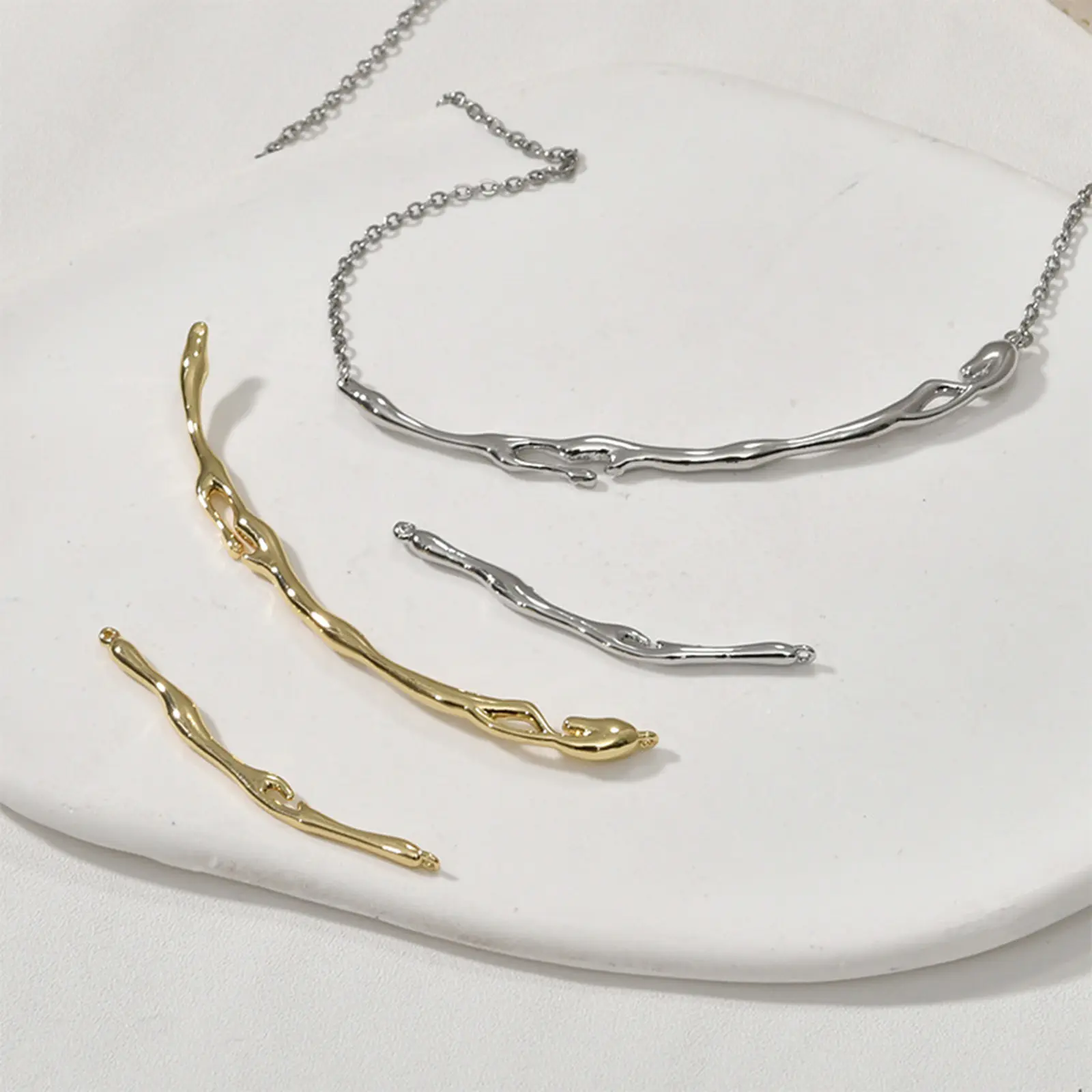 1 Piece Copper Strip Connectors Charms For Jewelry Making Irregular Branch Pendants Diy Necklace Bracelet Findings