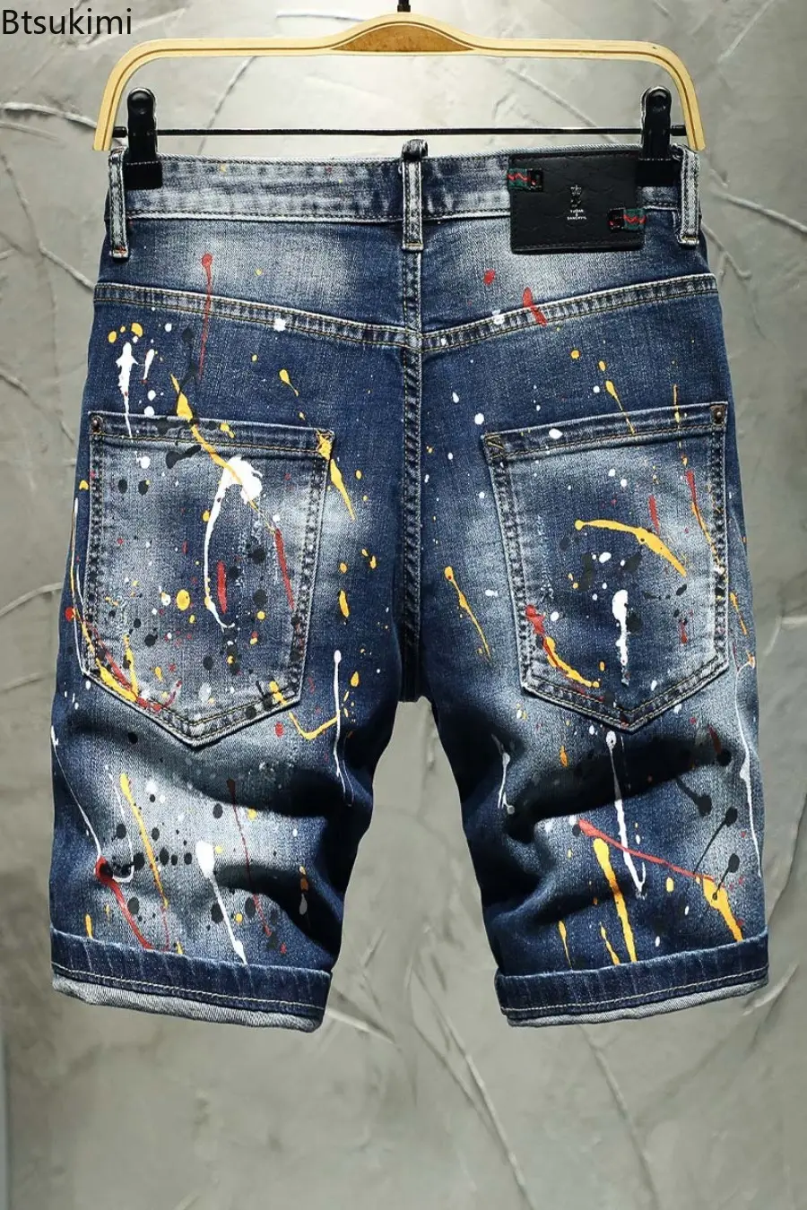 Summer Street Style Men's Hole Denim Shorts Trend Vintage Patchwork Casual Short Jeans High Quality Stretch Slim Trouser for Men