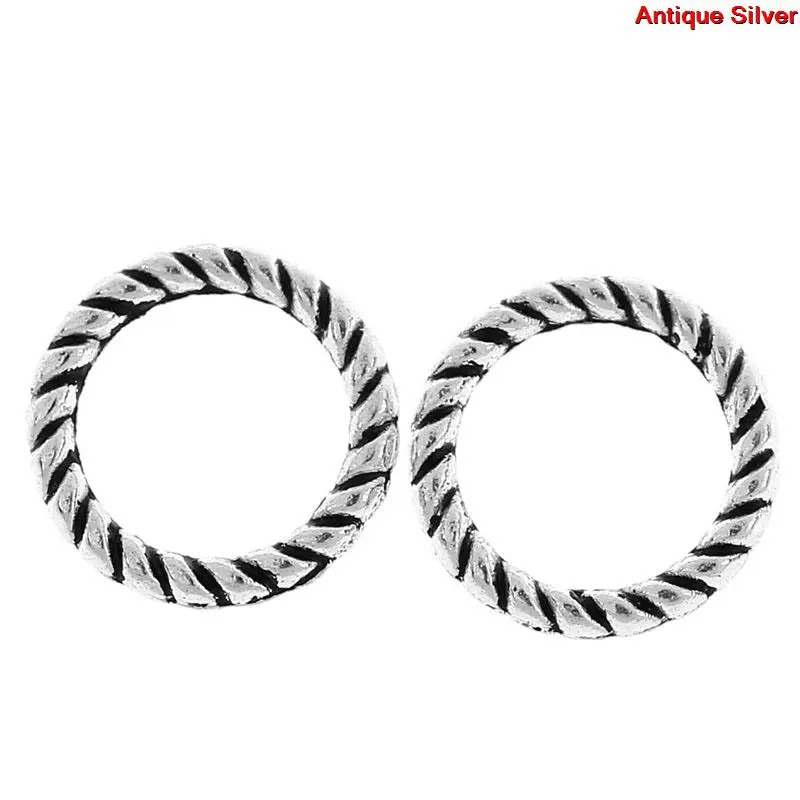 70 PCs 8mm Dia., 1.1mm Zinc Based Alloy Closed Soldered Jump Rings Findings For Jewelry Making Antique Silver Color Round Stripe