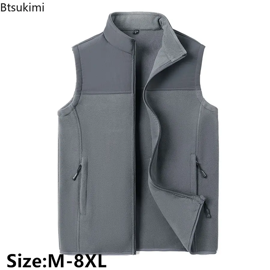 2025 New Men's Fleece Warm Vest Autumn Fashion Stand Collar Thicker Outdoor Casual Waistcoat Sleevelesse Jacket Men Winter Vests