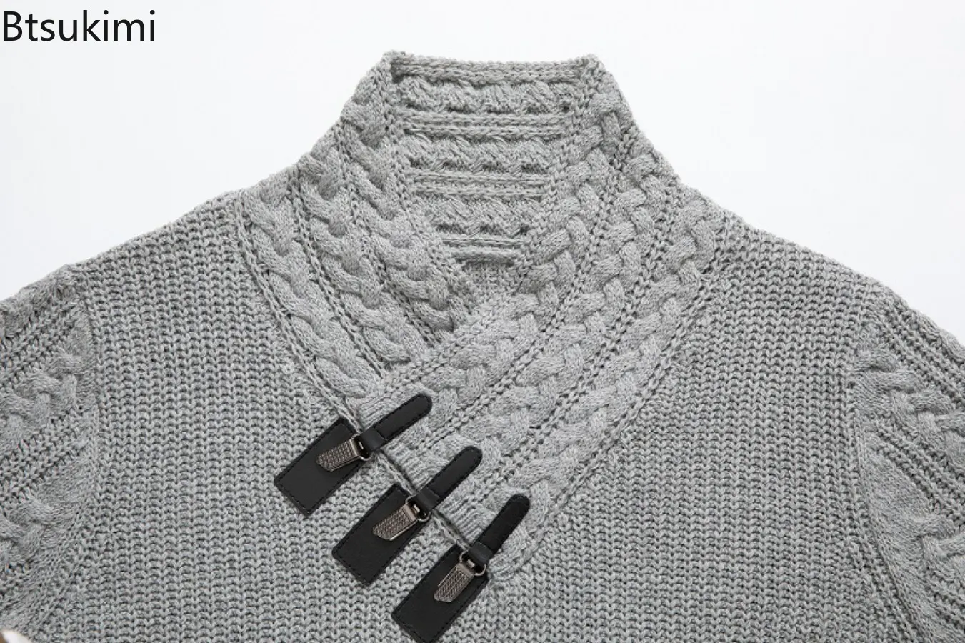 2025 Autumn and Winter Mens Sweater Long Sleeve Solid Knitted Pullover Tops Fashion High Neck Slim Fit Warm Sweater Mens Wear