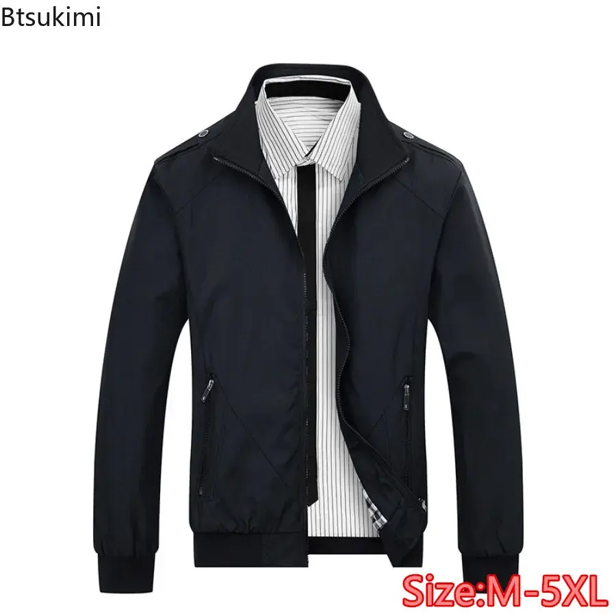 2024 Men's Bomber Jackets Spring Autumn Fashion Stand Collar Long Sleeve Handsome Coats Male Outdoor Sport Windproof Jackets 5XL