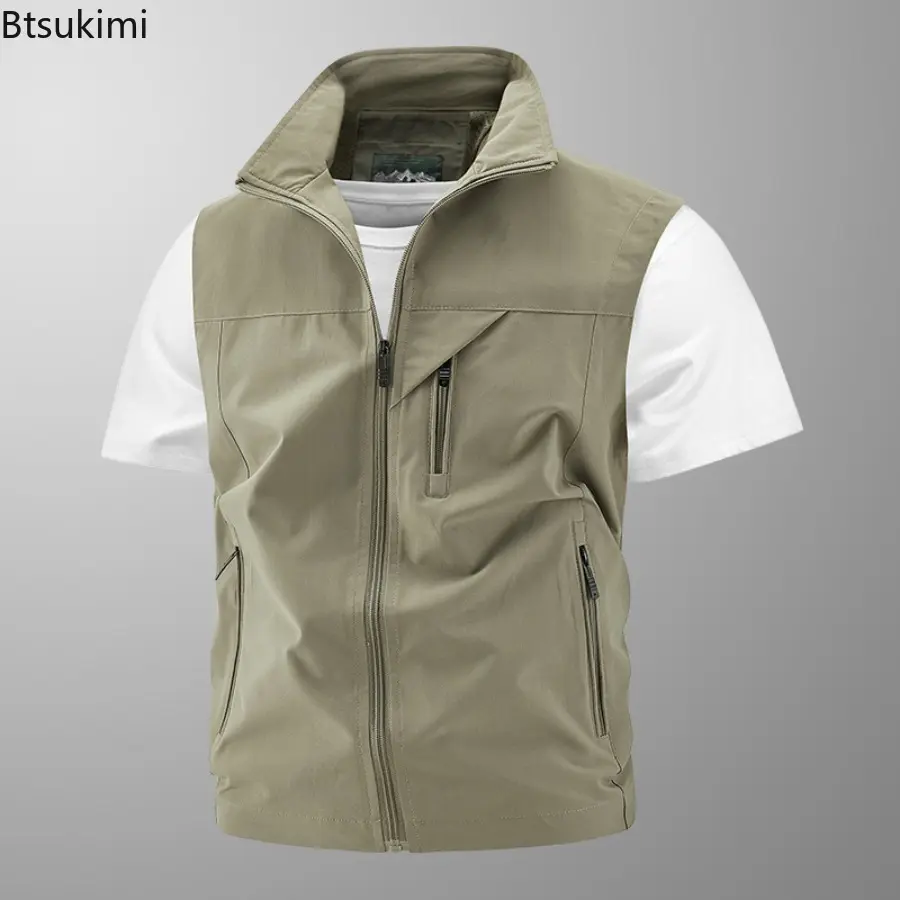 2025 Outdoor Spring Autumn Waistcoat Men's Thin Waistcoat Leisure Multi-pocket Waistcoat Sleeveless Coat Casual Daily Coat Male