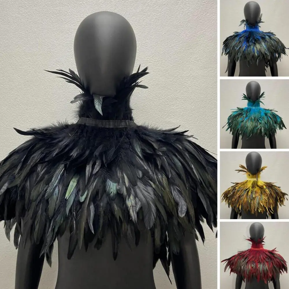 Bright Colored Feather Shawl Adjustable Feather Shawl Soft Feather Shrug Shawl for Cosplay Stage Performance for Dancer