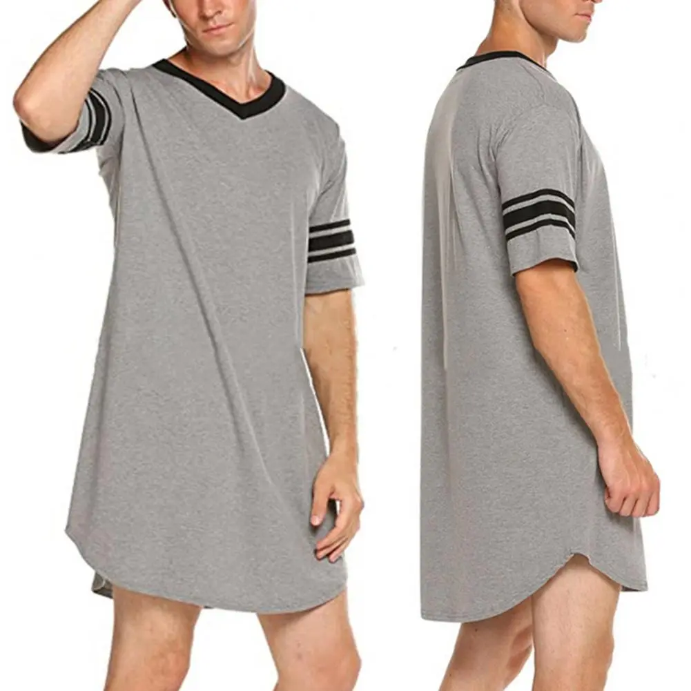 Trendy Men Summer T-shirt Casual Men Loungewear Color Matching Daily Wear Pajamas Men Loungewear