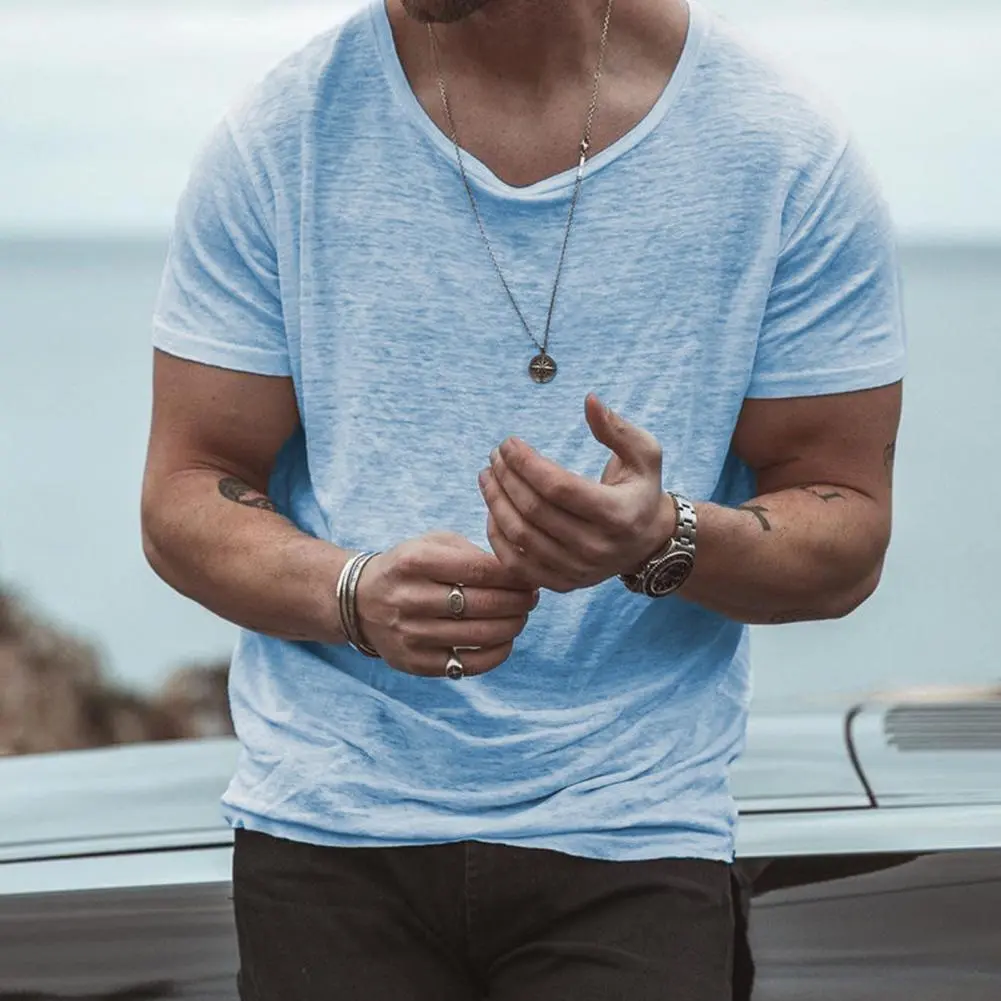 Summer T-shirts Quick Dry Men's Summer Tops Basic Breathable Short Sleeves Round Neck Men t shirt Tops Clothing