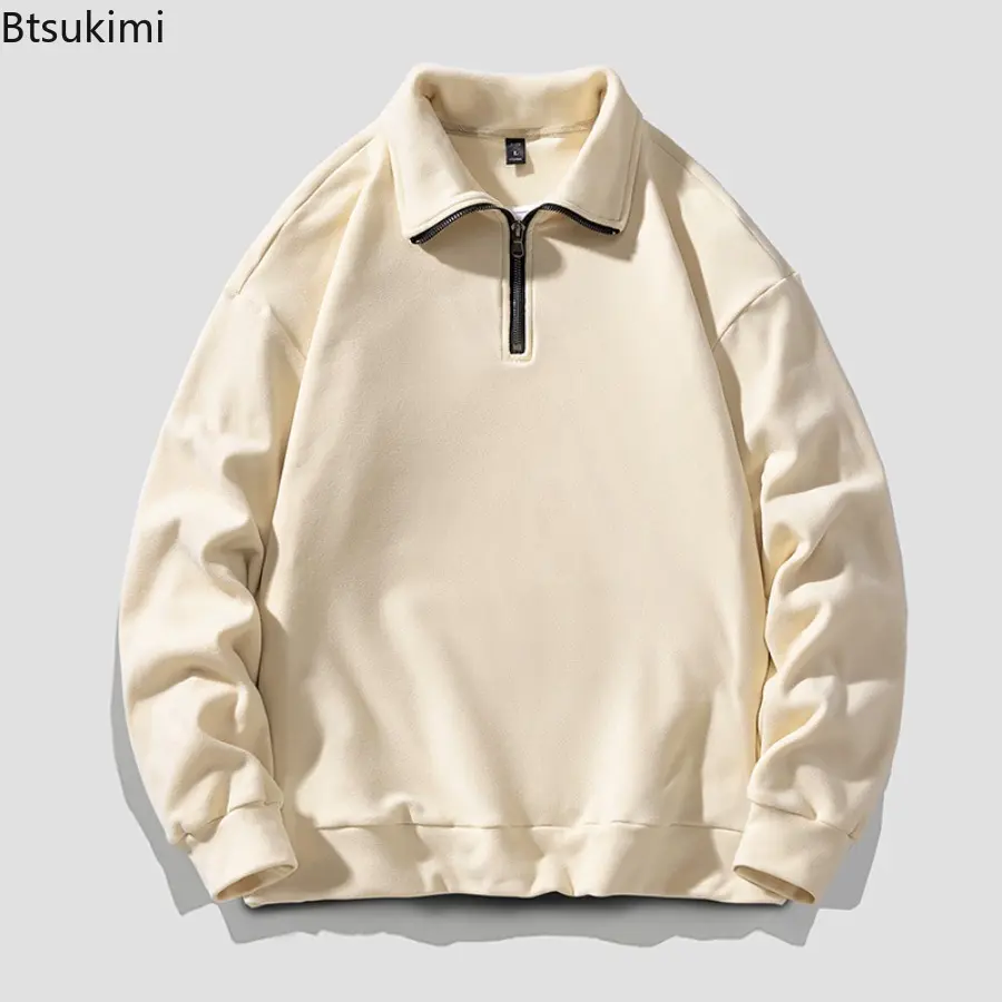2025 Spring New Men's Large Size Sweatshirt Half Zip Designer Pullover Male Turtleneck Long Sleeve Big Plus 4XL Loose Sport Top