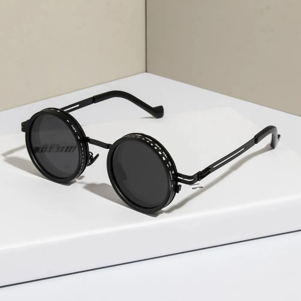 Men Round Sunglasses Visual Comfort Sunglasses Stylish Round Sunglasses with Black Finish Nd Filters Polarized for Uv for Men