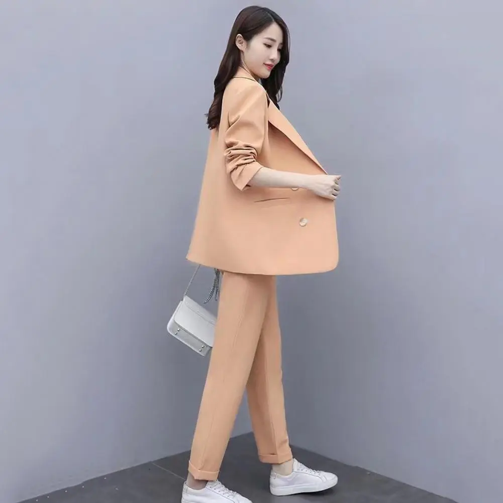 Professional Ol Commuter Style Suit Women Workwear Suit Elegant Women's Business Suit Set with Double-breasted Coat for Formal