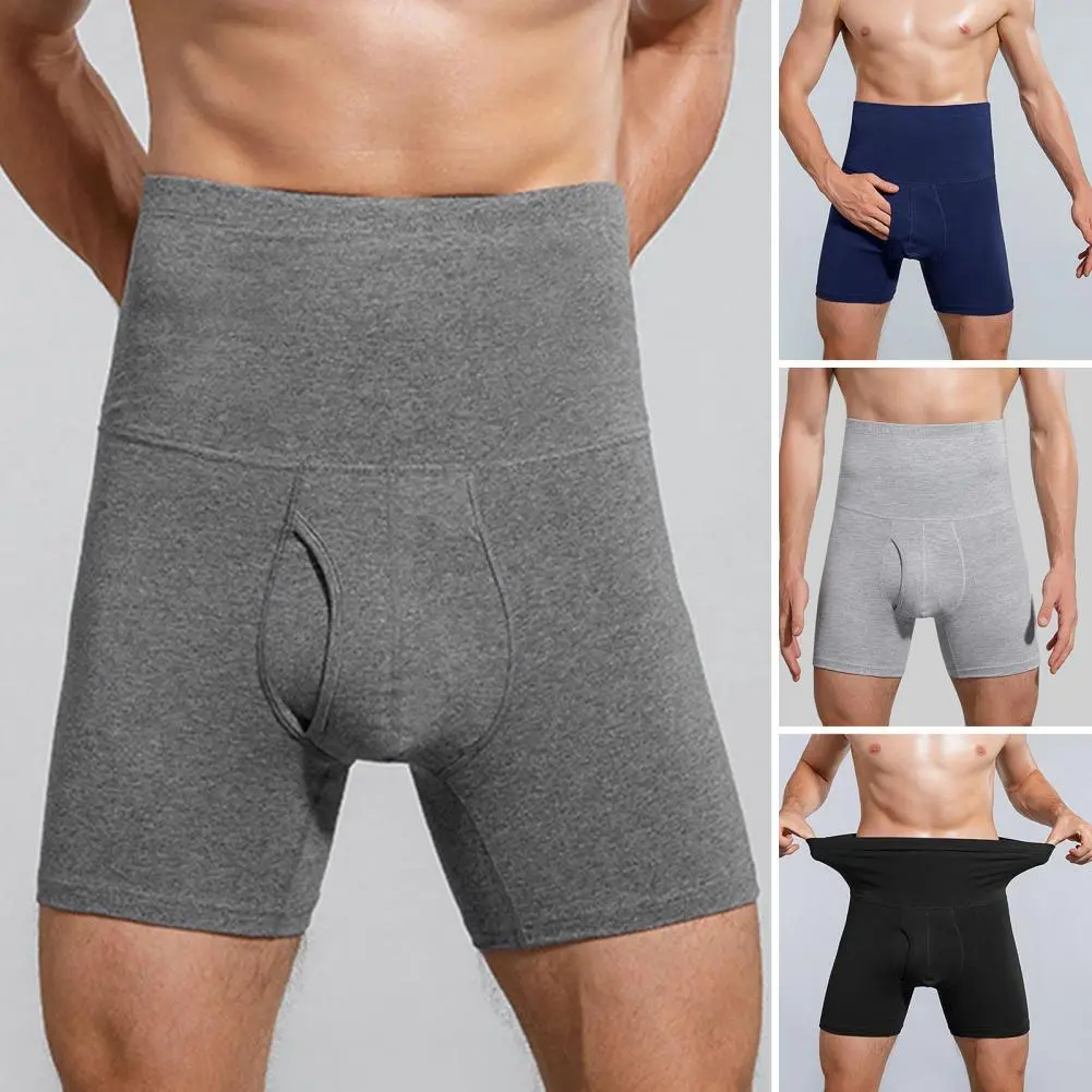 Men Cotton Underpants High Waist Lengthened Waist Men Boxers High Elasticity Open Crotch Soft Warm Men Sports Shorts Underwear