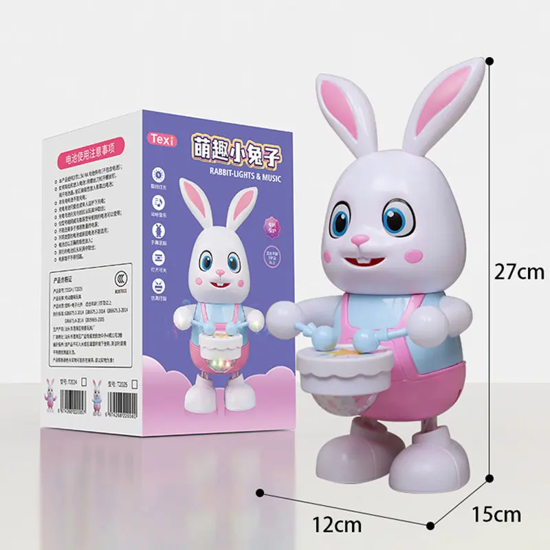 Robot Rabbit Dancing Sing Song Electronic Bunny Music Robotic Animal Beat Drum With LED Cute Electric Pet Toy Kids Birthday Gift