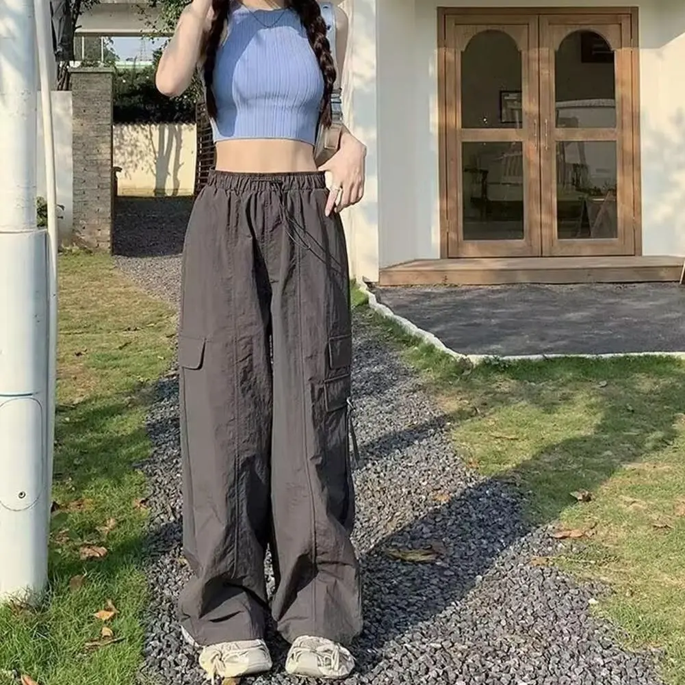 Women Pants Cargo Pants with Reinforced Pocket Seams High Waist Women's Cargo Pants with Adjustable Drawstring Wide for Sports