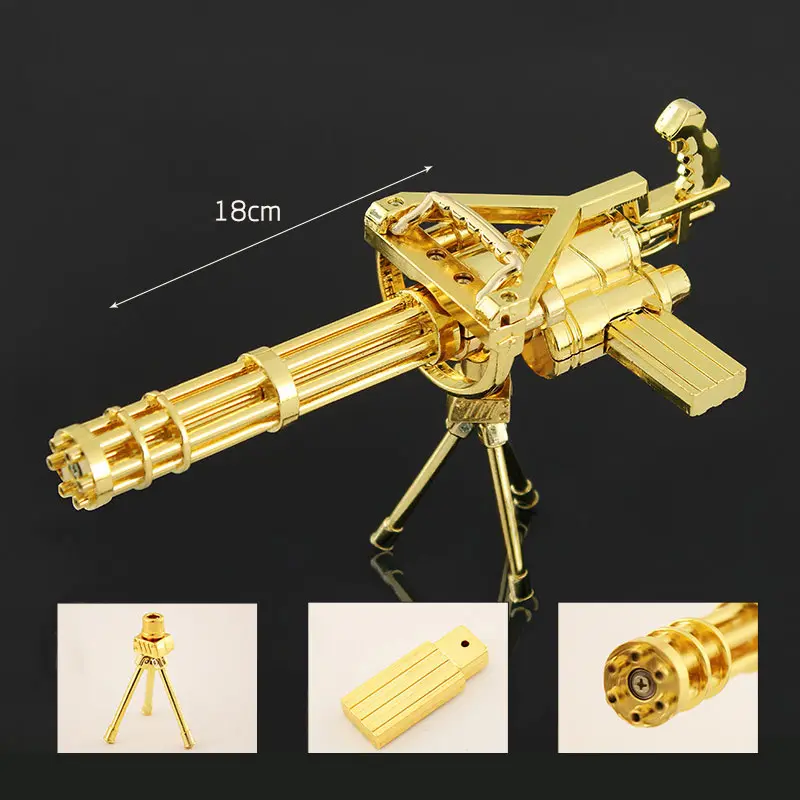 pb playful bag Alloy model toys Rotating M134 Gatling Gold Edition Gun 18CM Christmas gift Weapon Collection Decorative ZG122