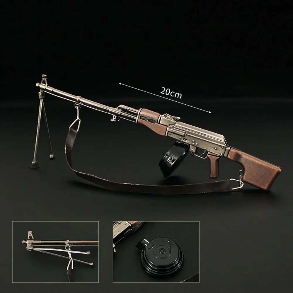 Mini Metal Toy Gun Model 20cm Action Figure Foldable Detachable RPK Alloy Desktop Decorative Game Weapons Children Gifts ZG307