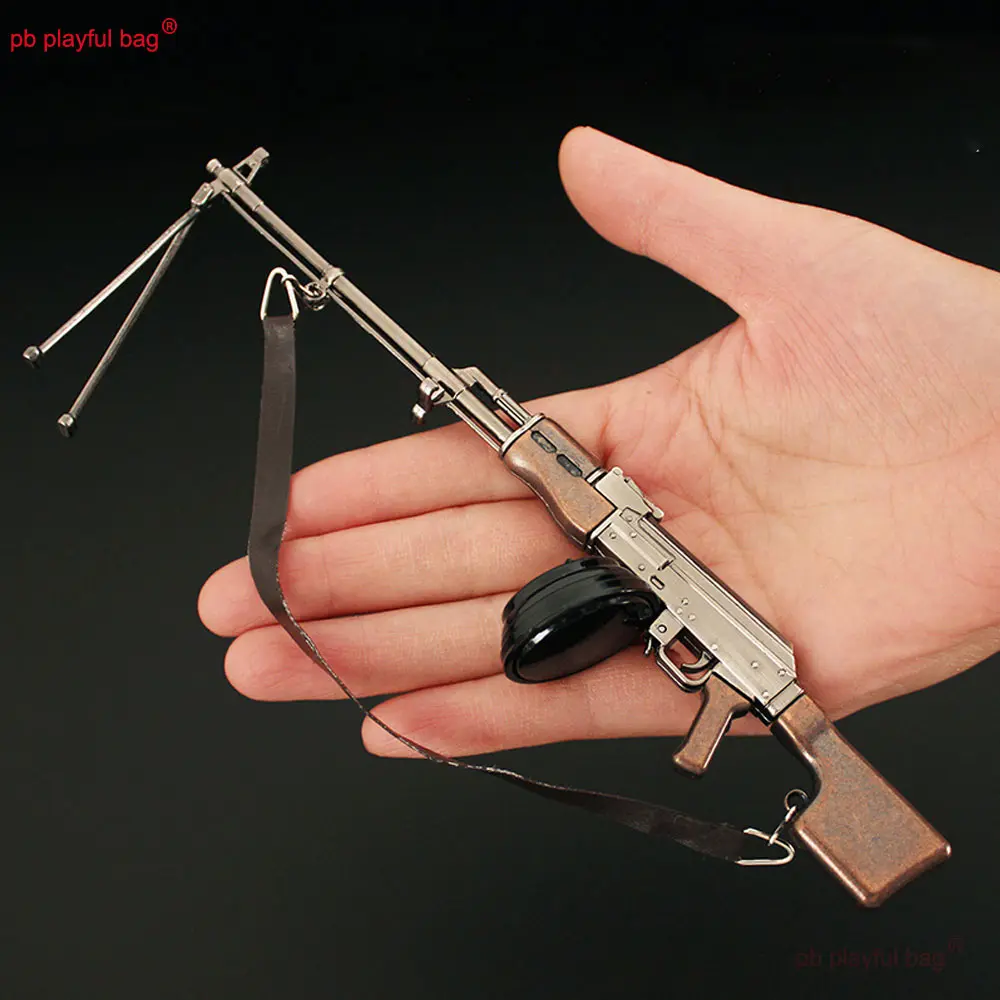Mini Metal Toy Gun Model 20cm Action Figure Foldable Detachable RPK Alloy Desktop Decorative Game Weapons Children Gifts ZG307