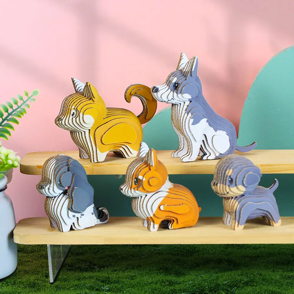 Cute Fun Puppy 3D Paper Puzzle Husky Shiba Inu Children's Intellectual Toys Parent Child Interactive Game DIY Puzzle Gift UG371