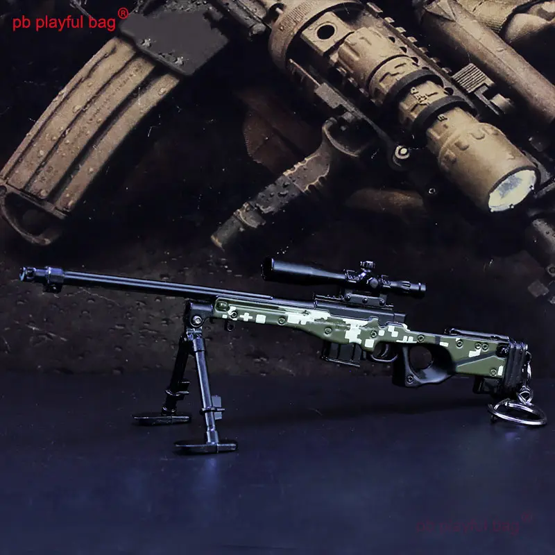18cm AWM Mini Alloy Toy Gun Weapon Model Action Figures Decoration Keychain Metal Portable Children's Toys Gift for Boys HG276
