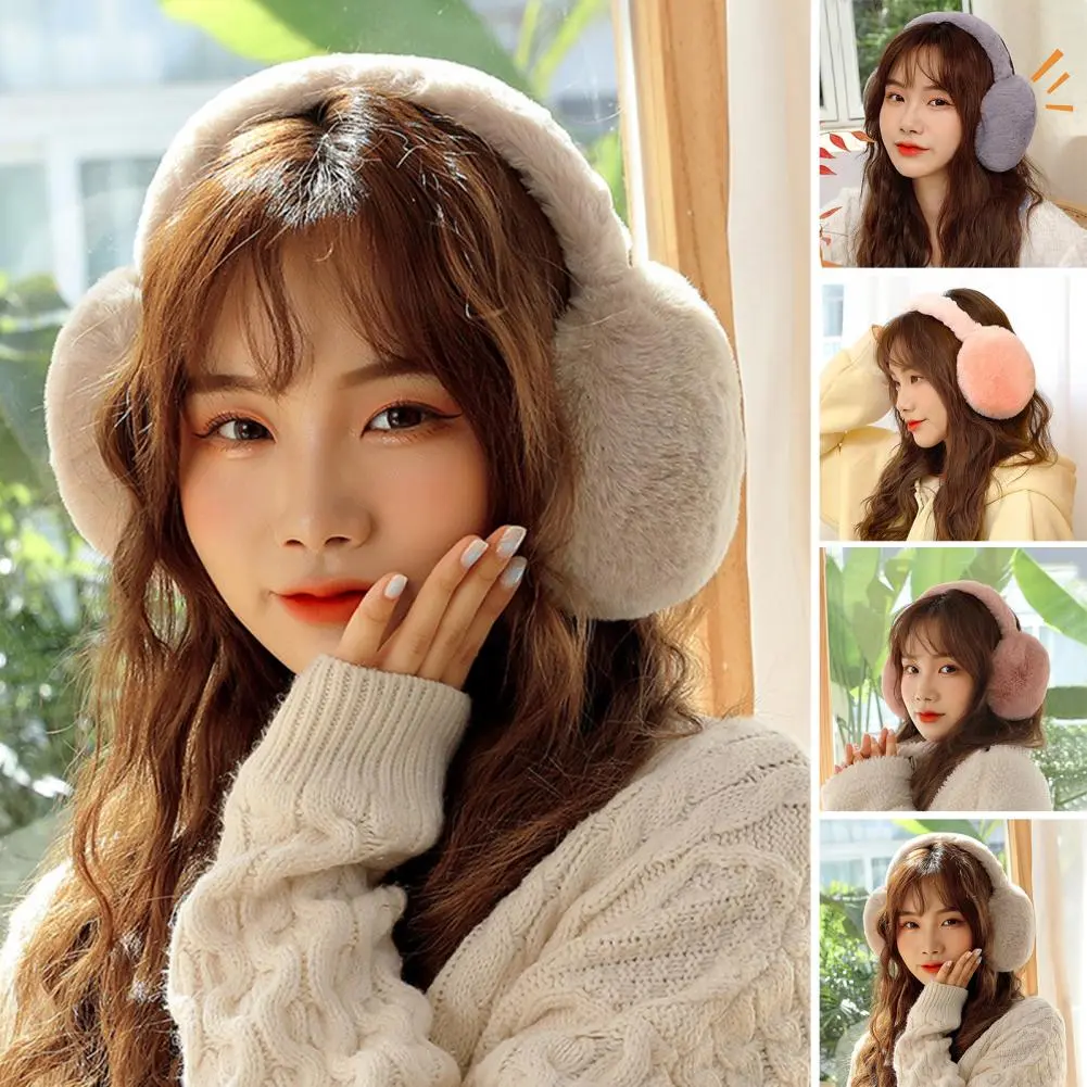 Compact Earmuffs Foldable Earmuffs Cozy Solid Color Women's Winter Earmuffs Thick Plush Anti-slip Ear Warmers for Outdoor