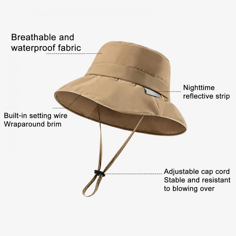 Women Fisherman Hat Sweat-resistant Fisherman Hat Stylish Reflective Stripe Fisherman Bucket Hat for Women Dome Design Basin