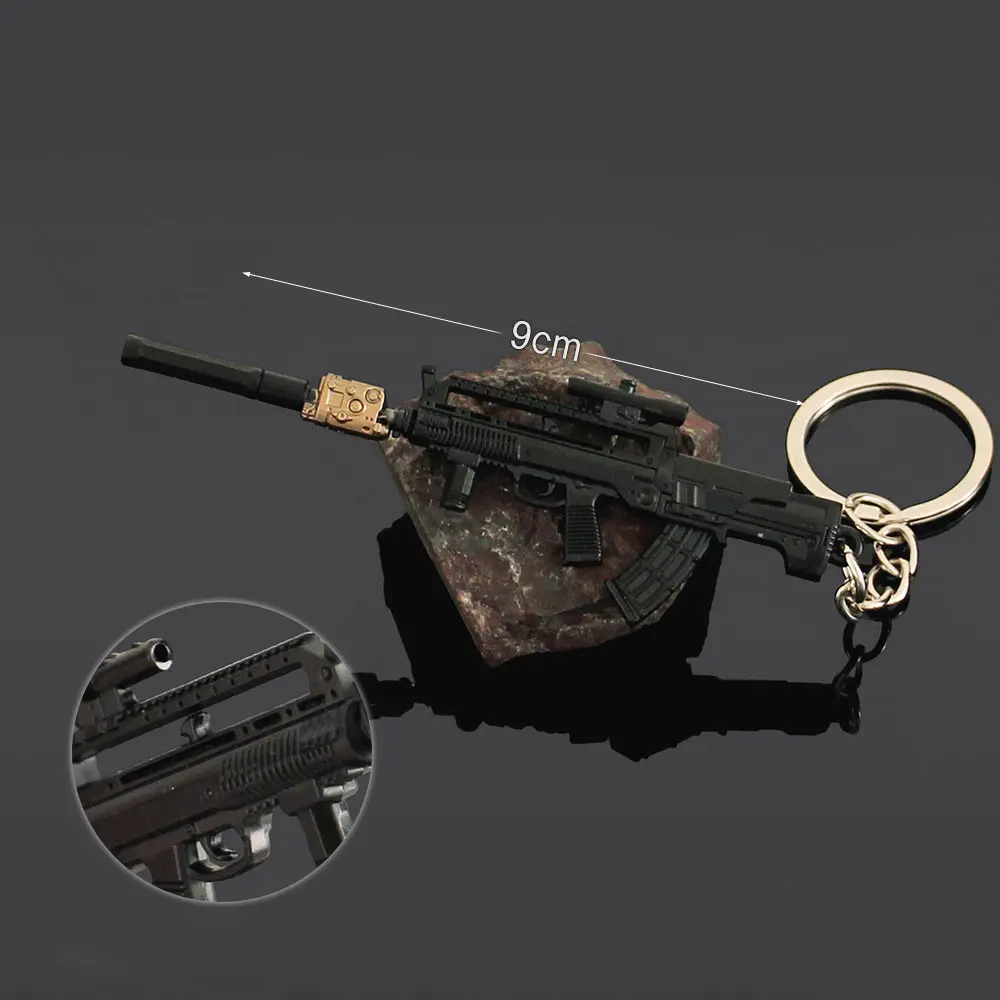 9cm Mini T95-1 Rifle Model Keychain Alloy Gun Toy Pendant Decoration CS Game Weapon Collection Kids Christmas Gifts ZG381