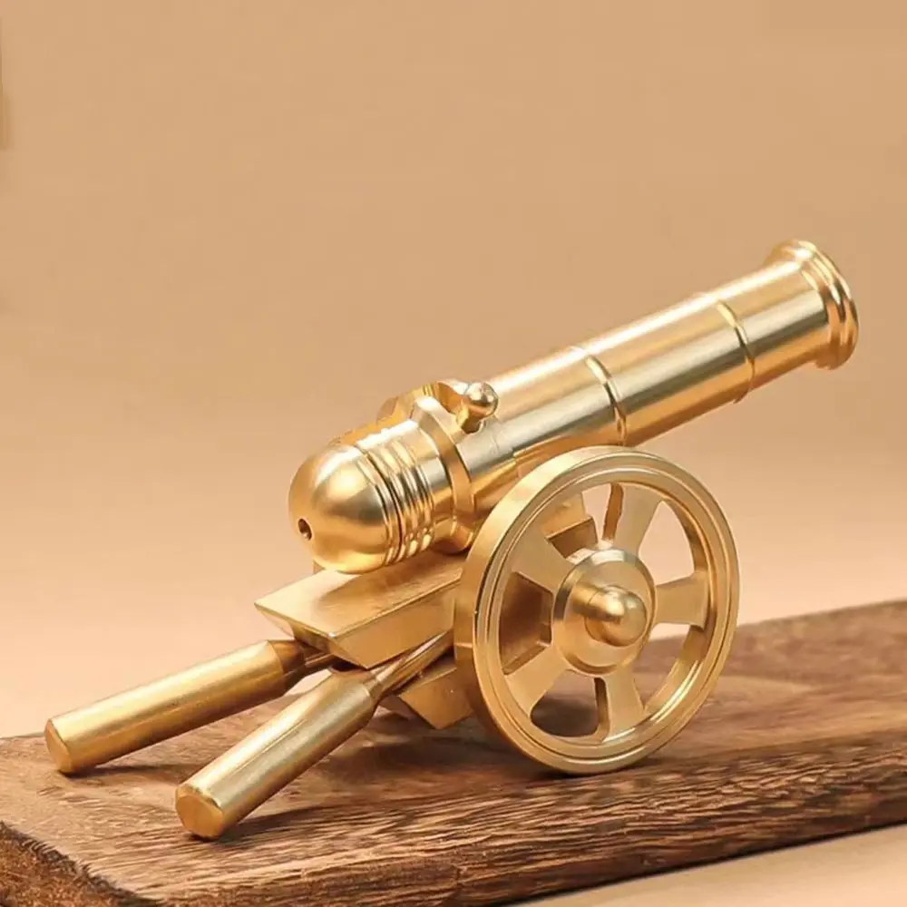 Mini Metal Cannon Brass Ornaments Model Launcher Home Office Desktop Decoration Children's Toys Gift HG319