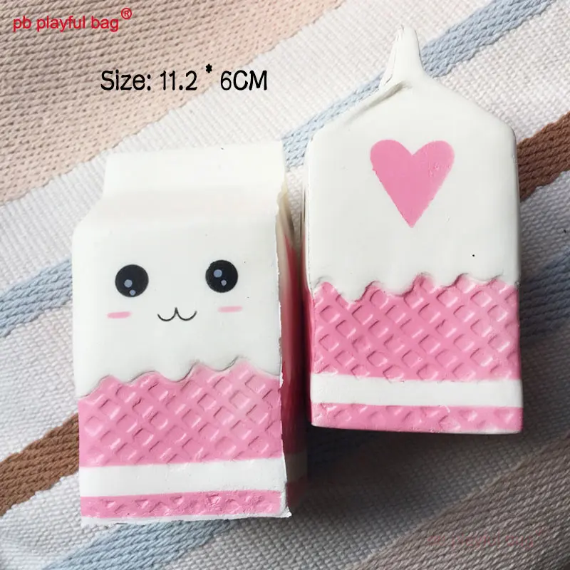PB Playful Bag Cartoon cute Milk box Birthday cake model decompression Squishy Slow Rising Squeeze Children's Toy Gift ZG110