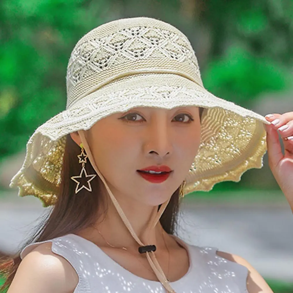 Women Acrylic Blend Straw Hat Lightweight Acrylic Blend Headpiece Stylish Women's Wide Brim Straw Hat for Summer Beach Vacation