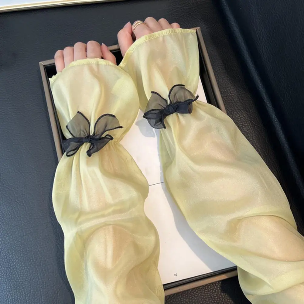 Sun-blocking Bow Stickers for Arm Protection Uv Protection Arm Sleeves for Women Fashionable Sheer Mesh Arm Sleeves for Uv